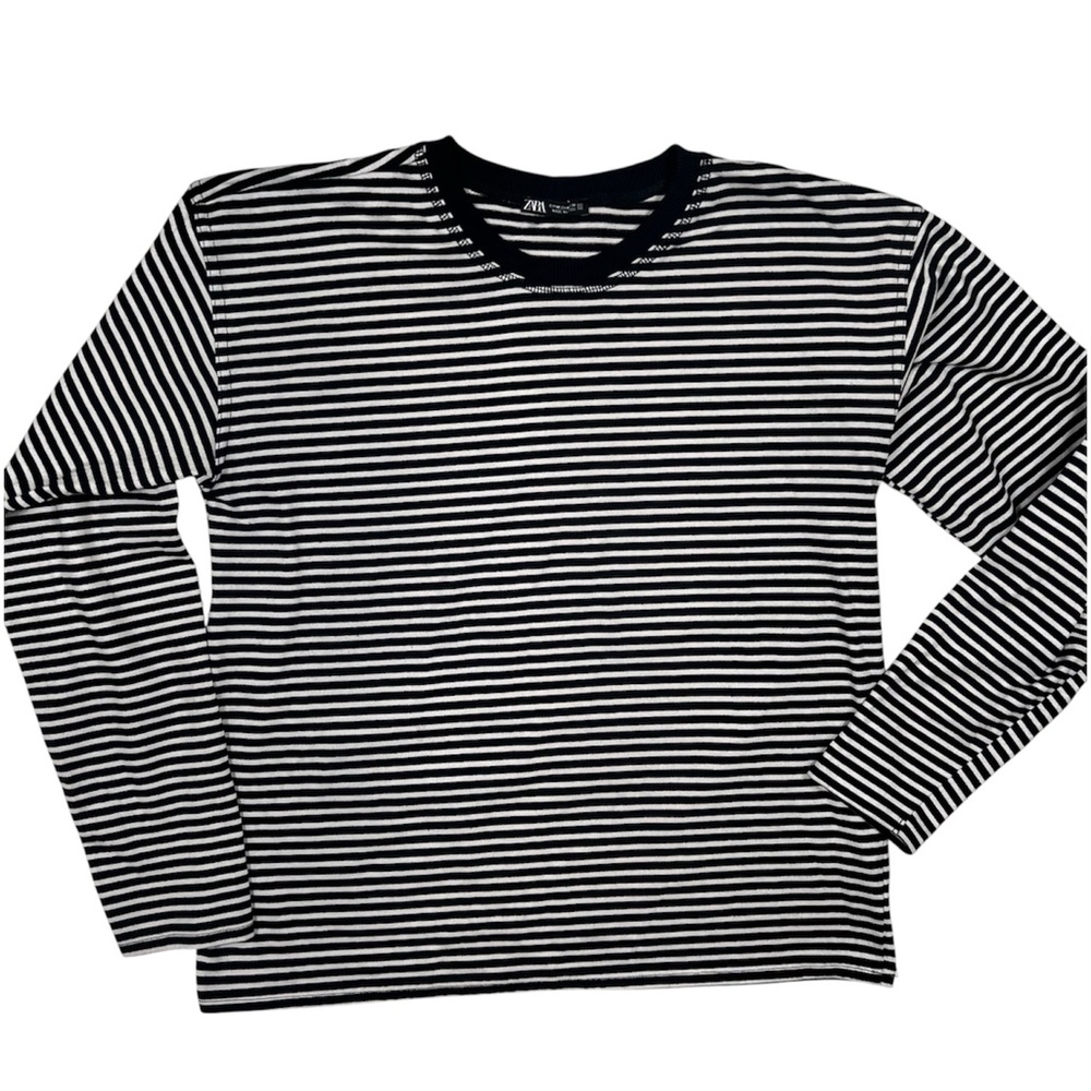 Zara Monochrome Striped Long Sleeve Top size 28 (M)